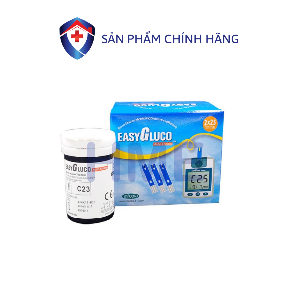 ⚡️Chính hãng⚡️ Lọ 25 que thử đường huyết EasyGluco, tiểu đường EasyGluco - Đo đường huyết - Phát hiện tiểu đường