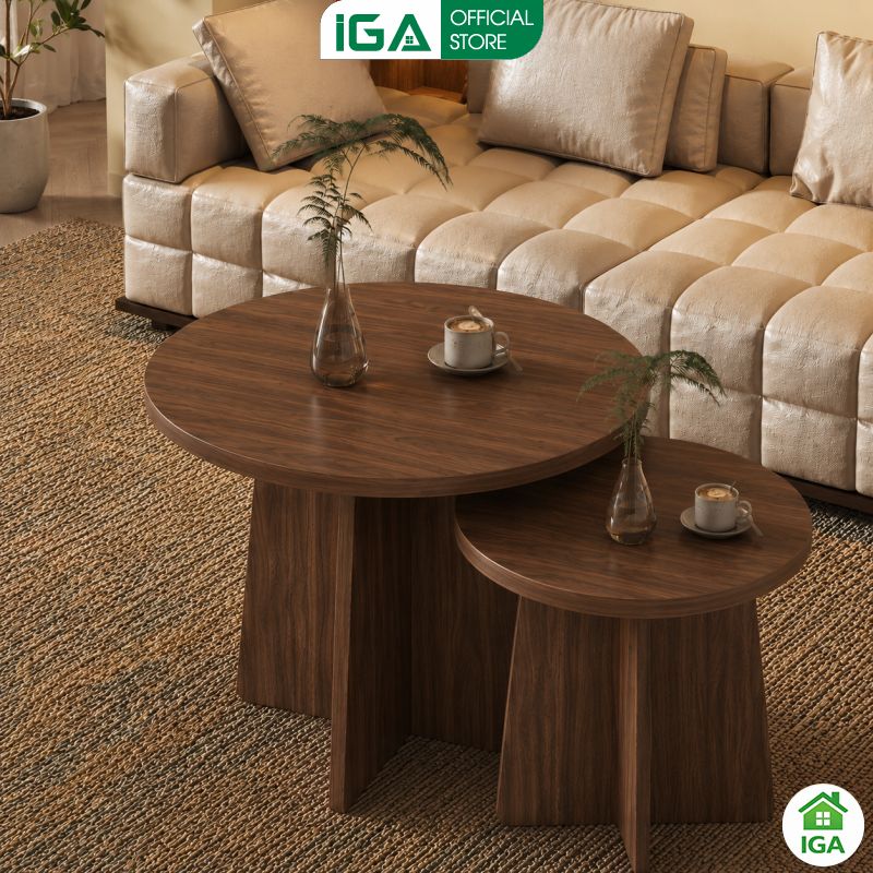 IGA Bàn Trà Tròn Phòng Khách Bàn Sofa Hiện Đại MDF Phủ Melamine Chống Trầy Chống Ẩm Nhiều Màu Nhiều Kích Thước - GP429
