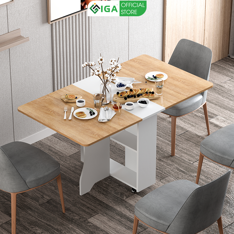 Bàn ăn thông minh có bánh xe có thể xếp gọn kiểu dáng hiện đại - BATM5