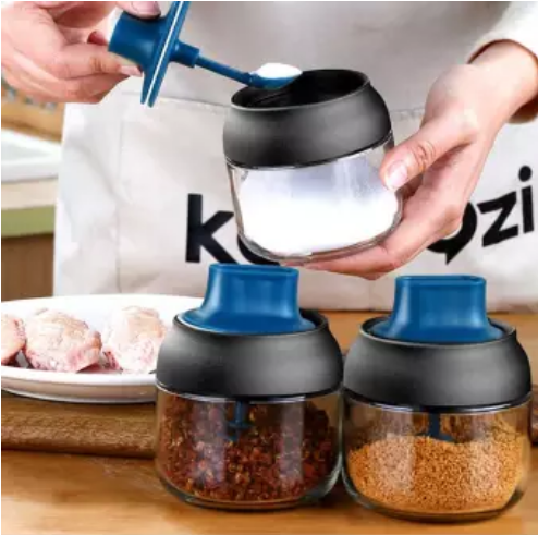 Set 3 hũ thủy tinh đựng gia vị kèm thìa , combo 3 hộp thủy tinh đựng gia vị nhà bếp , bình đựng gia vị mẫu mới siêu sịn sò, hộp thủy tinh đựng gia vị