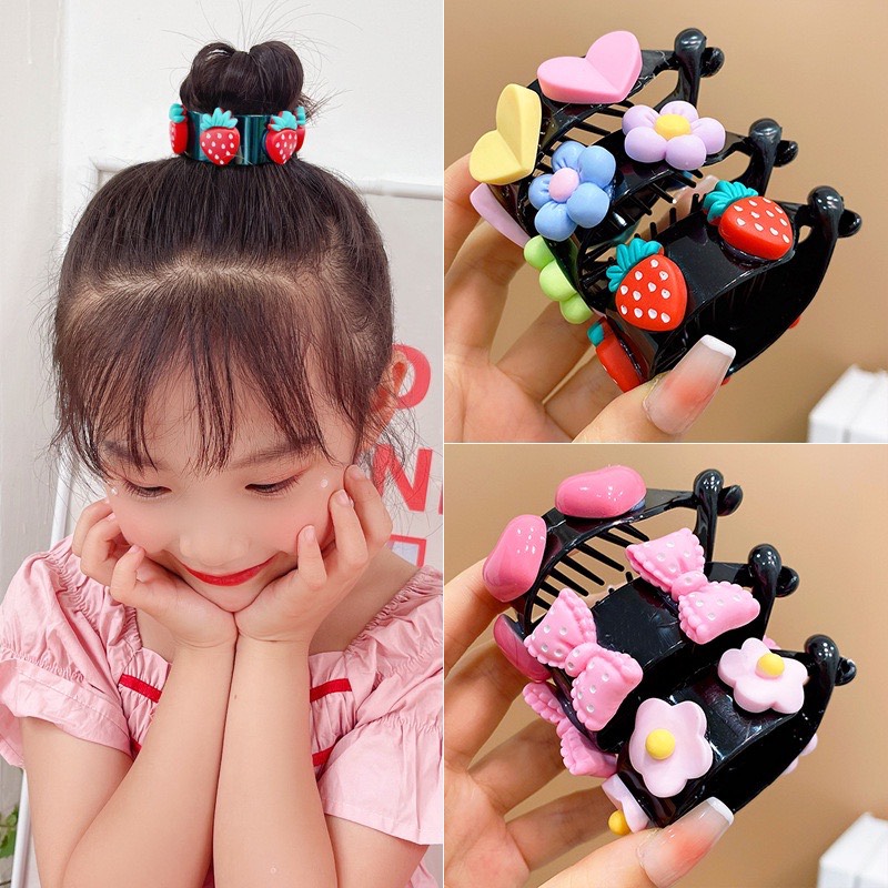 Kẹp càng cua cố định tóc búi tóc hình nơ hoa xinh xắn cho bé