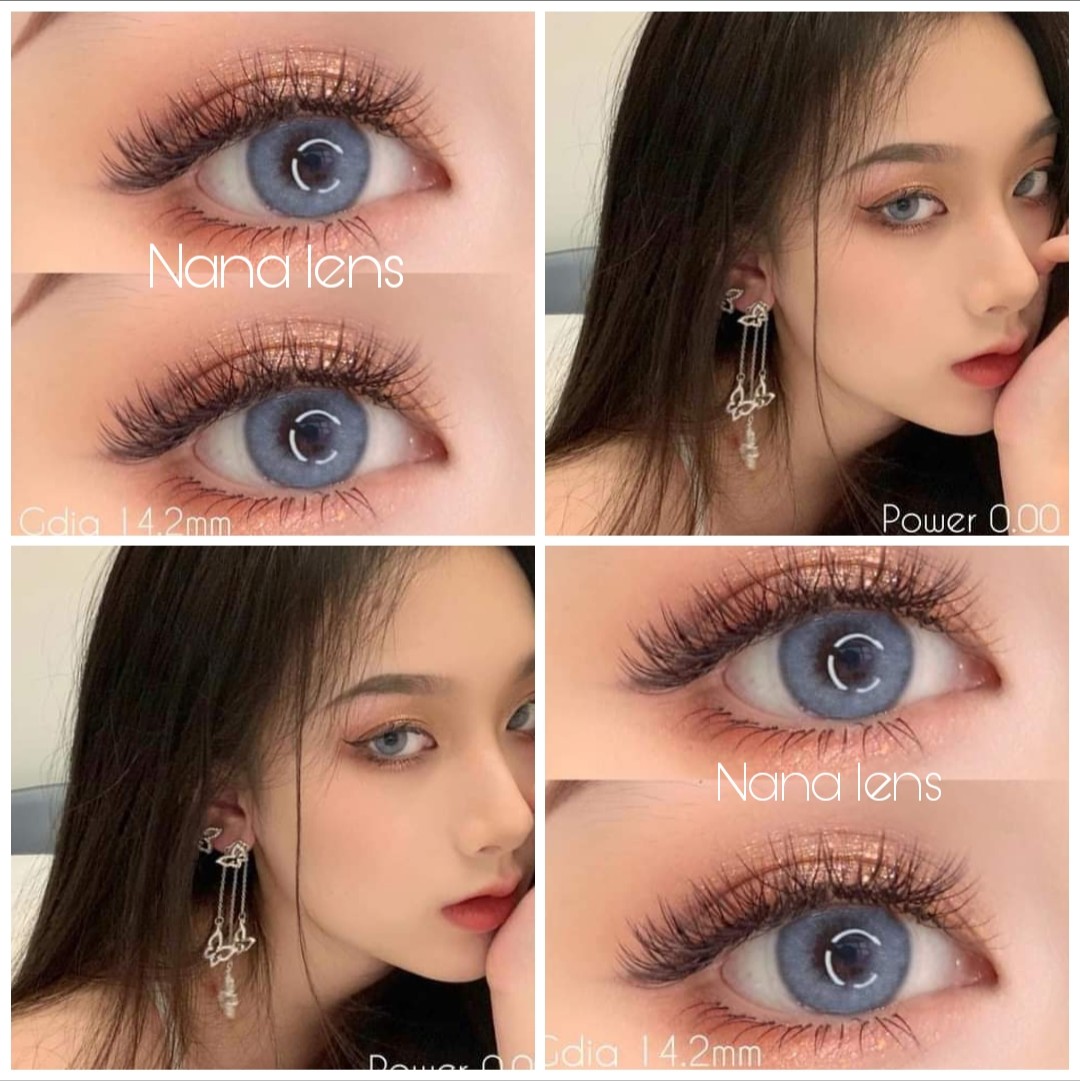 [ Hót hót] Lens xanh tây 0 độ  sử dụng 12 tháng đeo êm không cộm lên màu chuẩn ( tặng kèm khay) - Nana lens