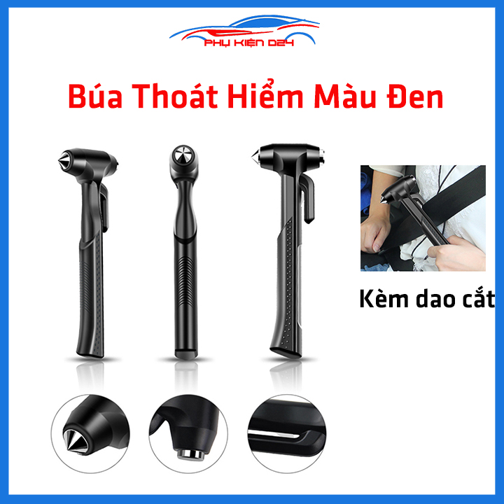 Búa thoát hiểm ô tô màu đen siêu chắc, búa phá kính, cắt dây lúc khẩn cấp 2 trong 1
