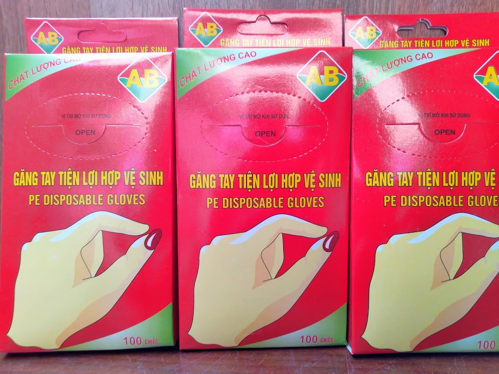 Găng tay nilon dùng một lần , găng tay thực phẩm hộp 100 chiếc