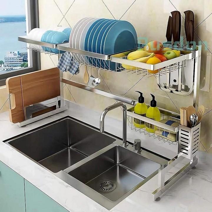 Kệ để chén bát trên chậu rửa Inox 304 dày , size 65cm