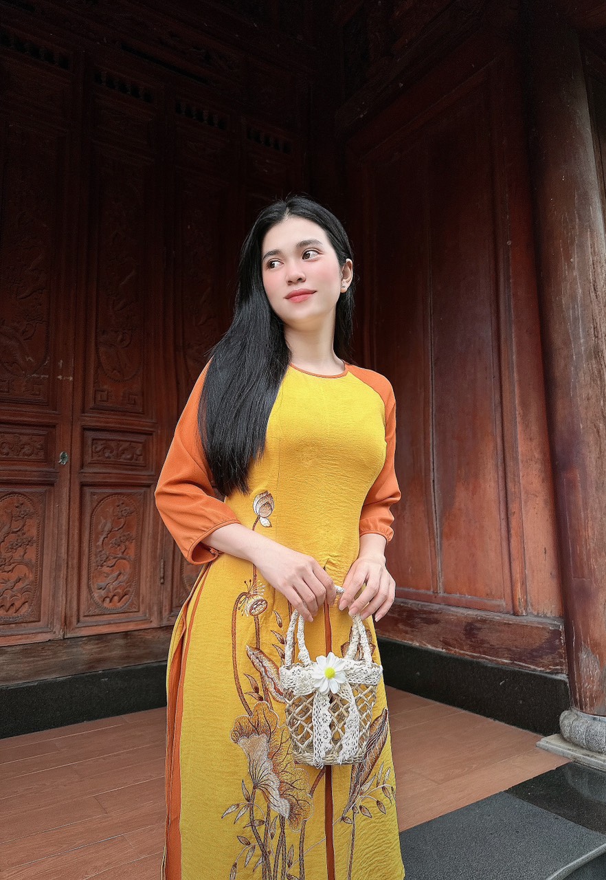 Đồ lam đi chùa _ mẫu áo dài 8 tà