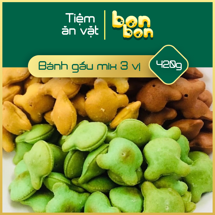 Ăn vặt bánh gấu nhân kem sữa mix 3 vị