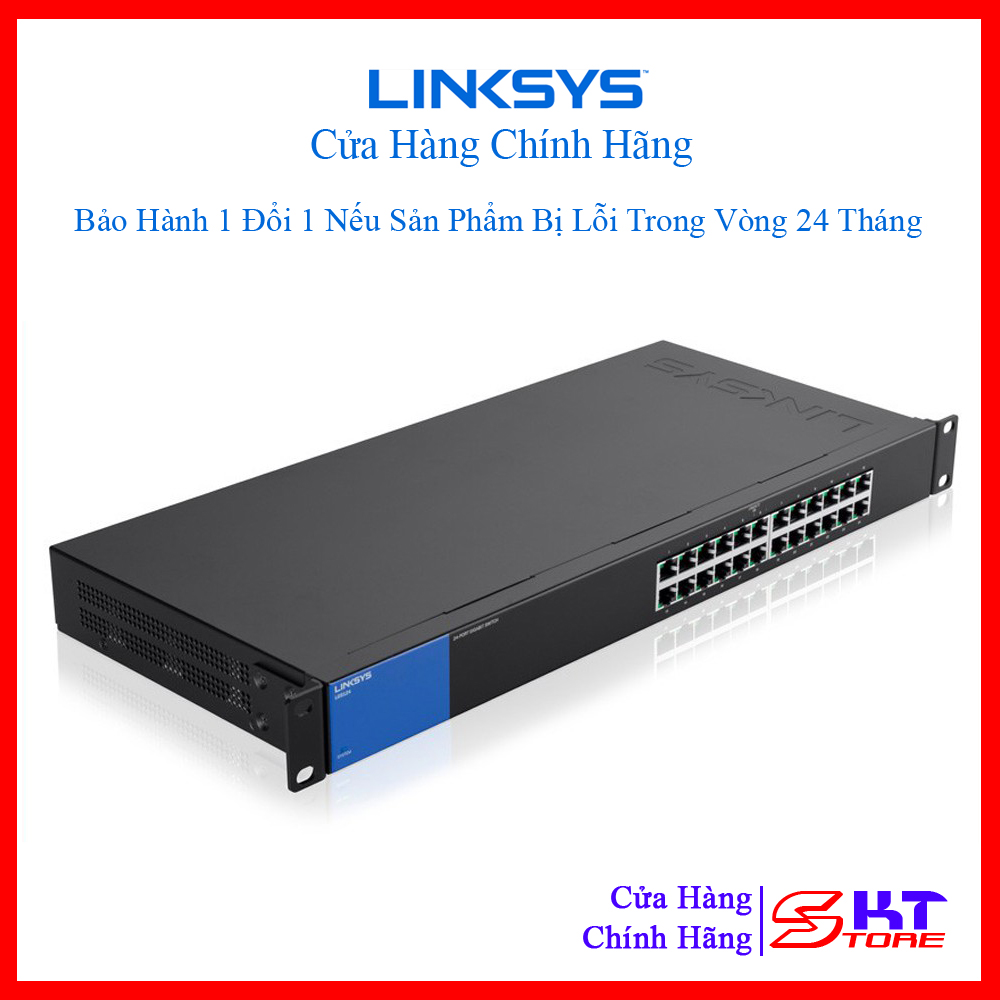 Bộ chia mạng switch 24 cổng linksys lgs124 tốc độ 10/100/1000mbps - hàng chính hãng