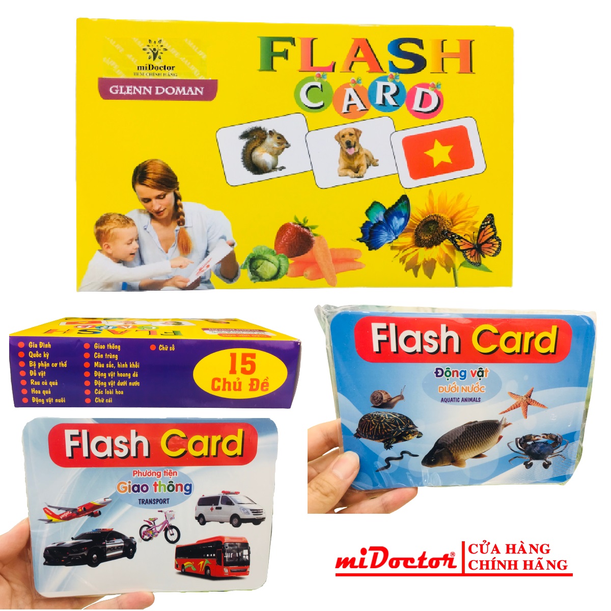 248 Thẻ - 20 Chủ Đề thẻ học thông minh theo phương pháp giáo dục sớm của Glenn Doman, song ngữ Anh - Việt  Chính hãng miDoctor