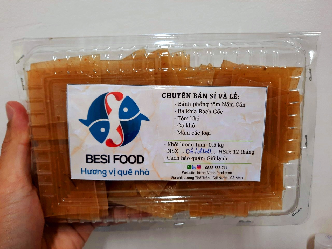 Bánh phồng tôm Năm Căn - Cà Mau - Hộp 1KG, Bánh phồng tôm Cà Mau, Đồ ăn vặt