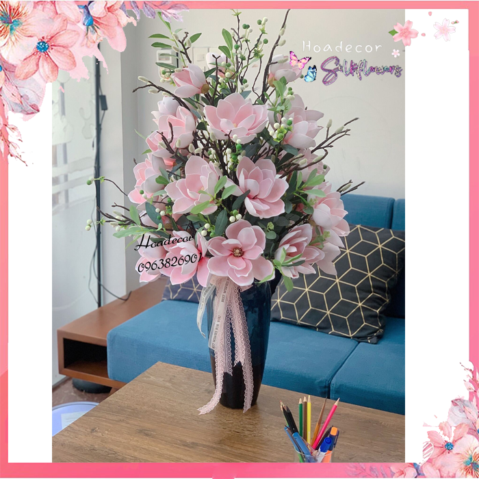 Bình Hoa Mộc Lan Giả Cao Cấp Chất Liệu Pu, Cắm Tròn Thích Hợp Mọi Không Gian Nội Thất
