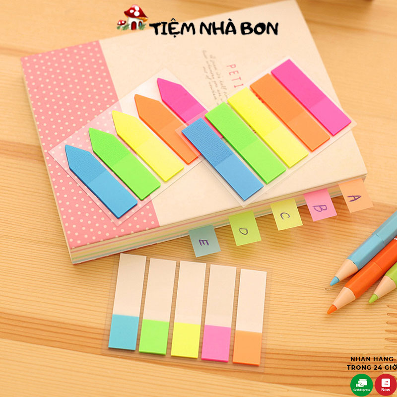 Giấy dán ghi chú đánh dấu sách vở, Note ghi chú huỳnh quang nhiều màu