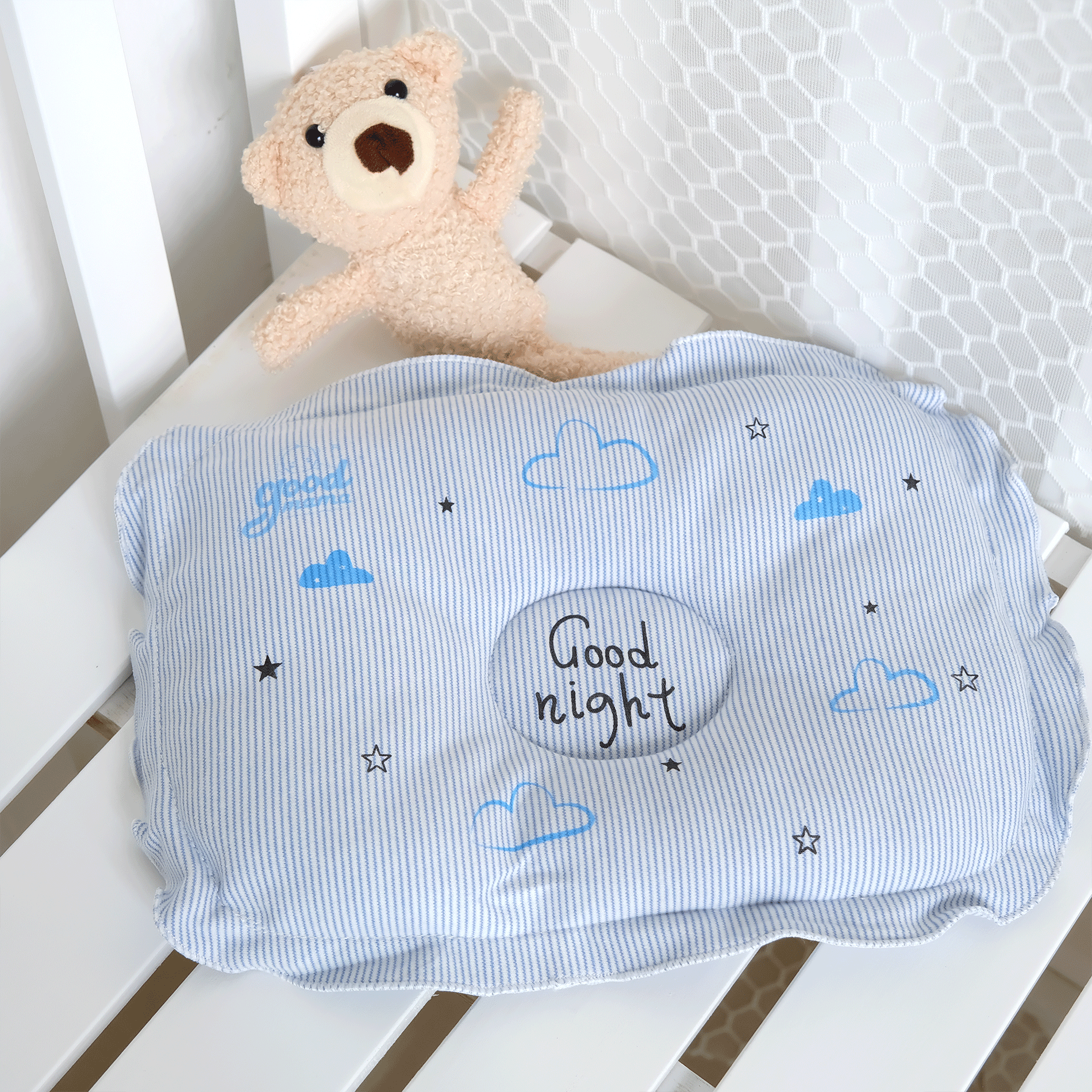 Gối lõm cho bé sơ sinh Goodmama chất liệu Cotton Mềm mại - Thoáng mát - Kháng khuẩn