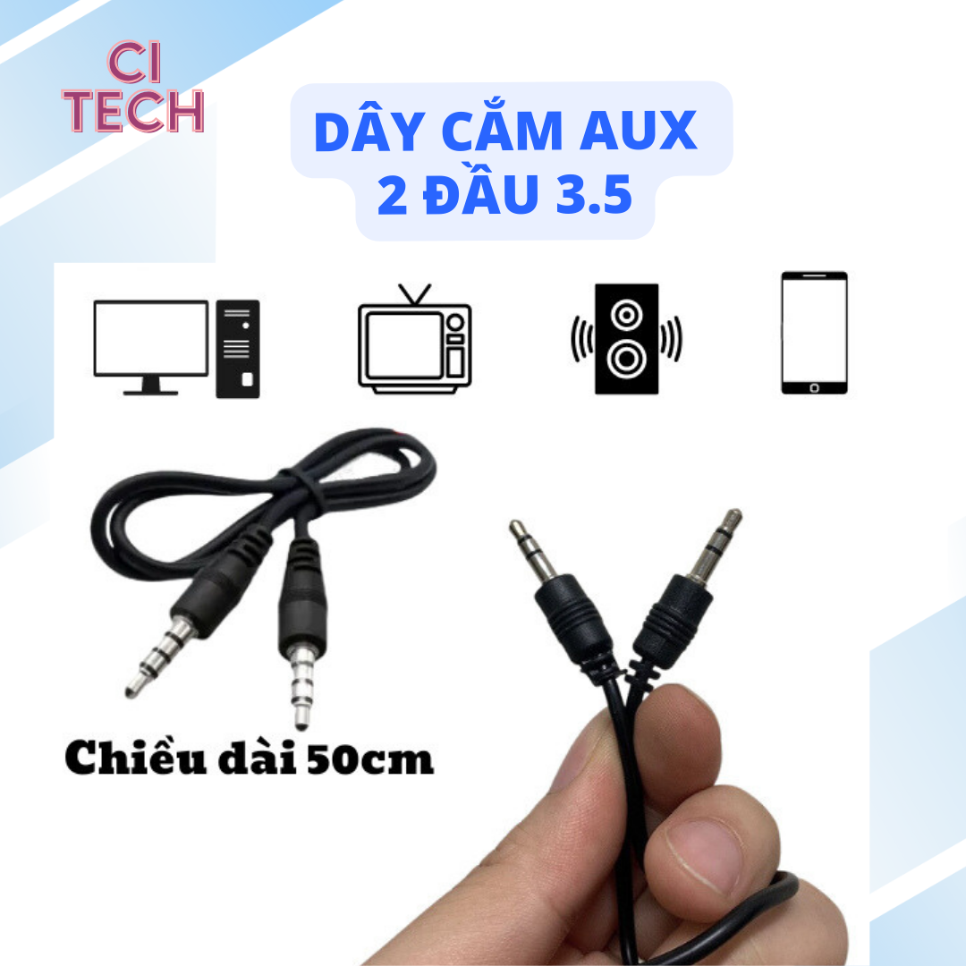 Dây aux 3.5mm kết nối loa với pc và laptop dây cáp dài 20 cm