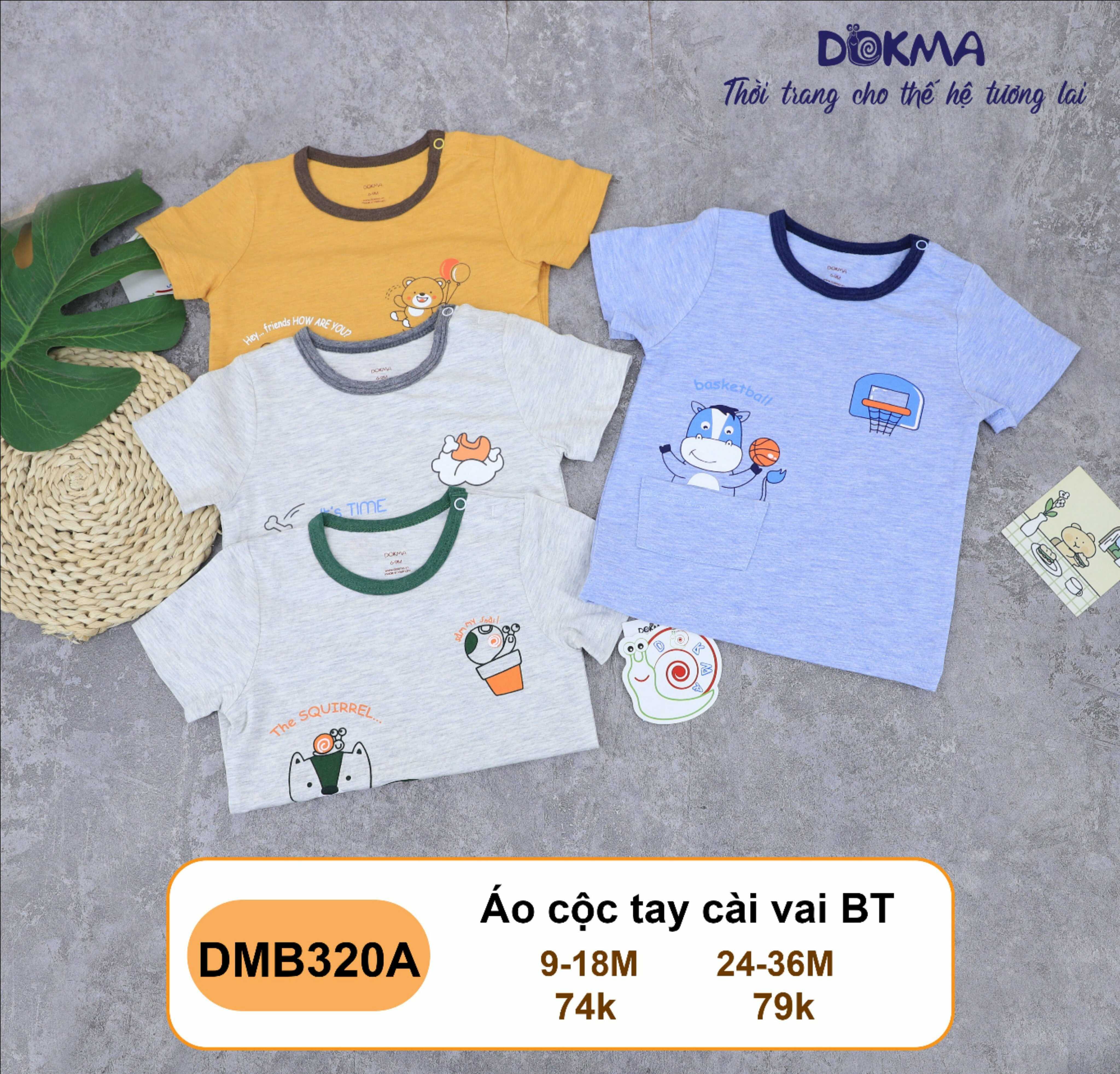 DMB320A Áo cài vai cộc tay Dokma (9-36M) dành cho các bé từ 8kg đến 13kg
