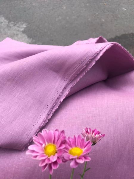 Vải linen tưng premium màu tím cúc cũ, tông trầm tôn da!
