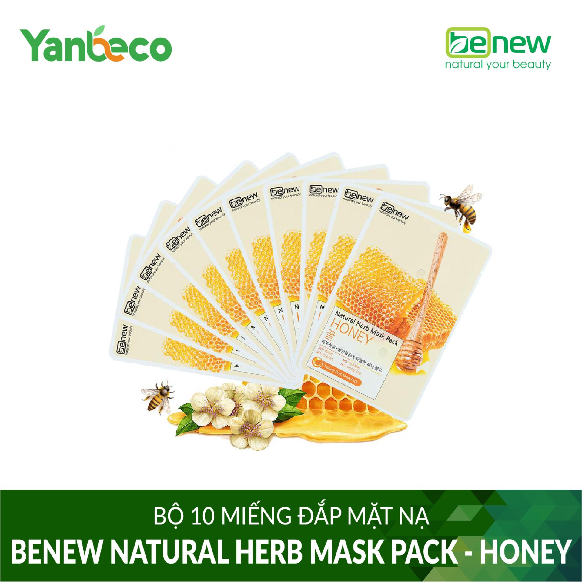 Bộ 10 miếng đắp mặt nạ benew natural herb mask pack - honey