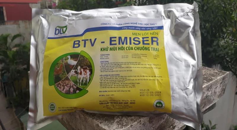 Combo 2 gói Men lót nền - Khử mùi hôi của chuồng trại - BTV EMISER 1Kg