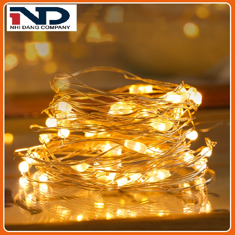 Đèn led dây trang trí Nhi Đăng Company, màu vàng ấm, loại 1 mét, 2 mét. Đèn led dây phù hợp trang trí trong nhà, bánh, hoa. Hàng chất lượng loại 1