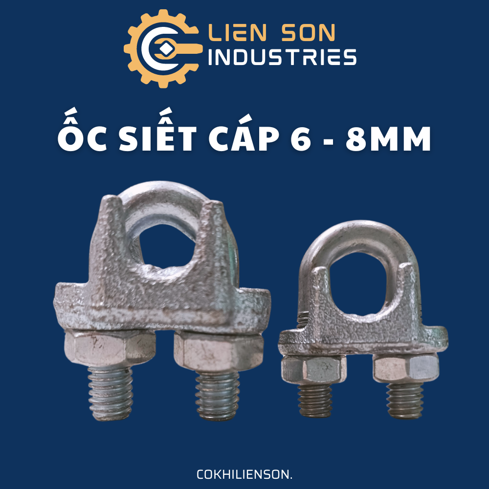 Ốc siết cáp mạ kẽm khóa cáp, cóc siết cáp, kẹp cáp chữ U từ 10mm, 12mm, 8mm, 6mm