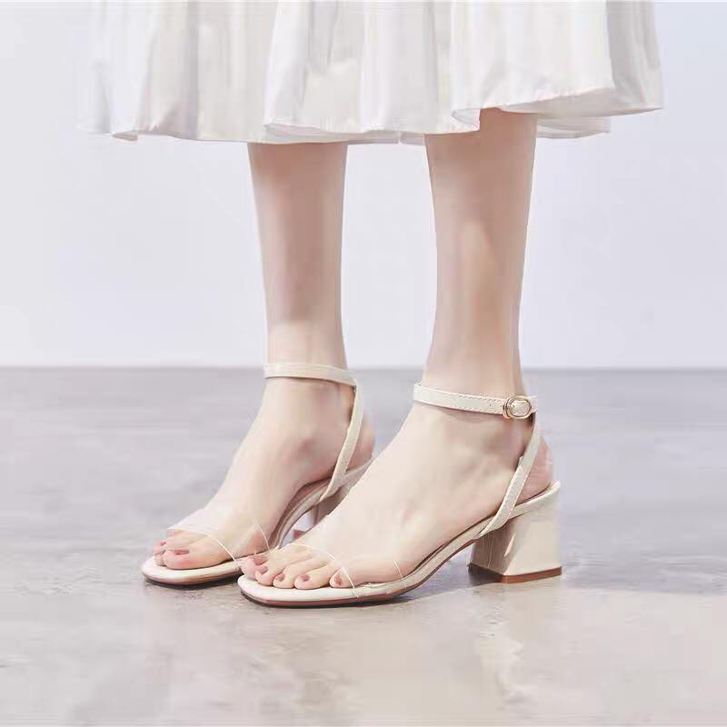 Sandal quai trong gót vuông cao cấp - SD425