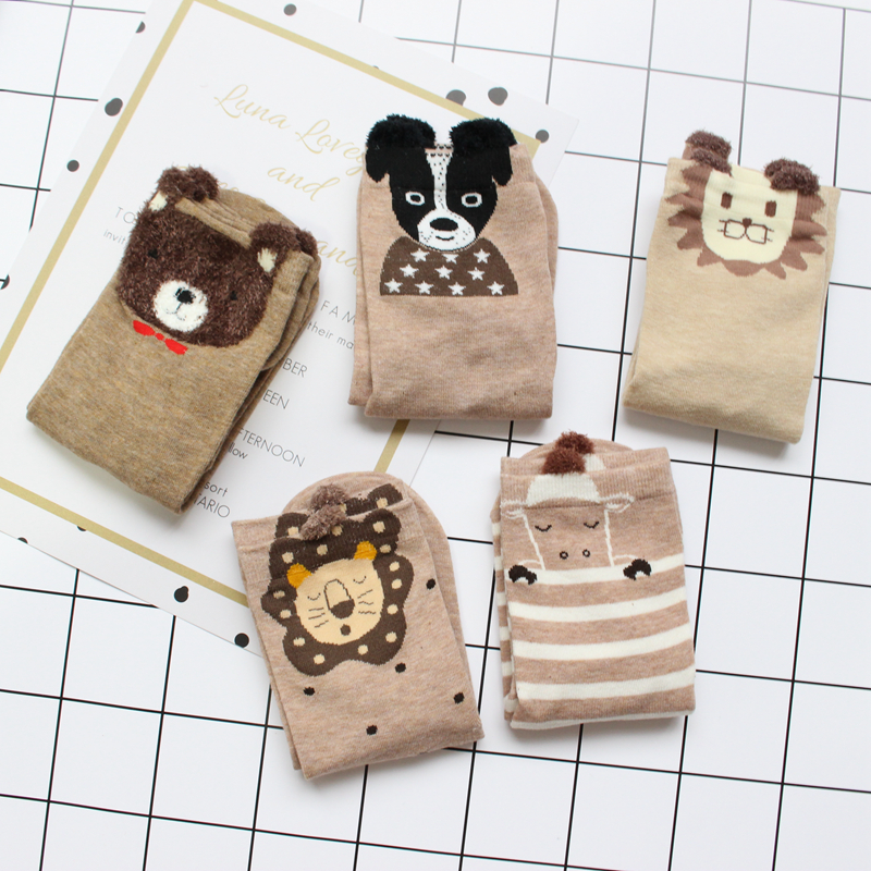 Vớ nữ cotton hình thú 3D cao cổ