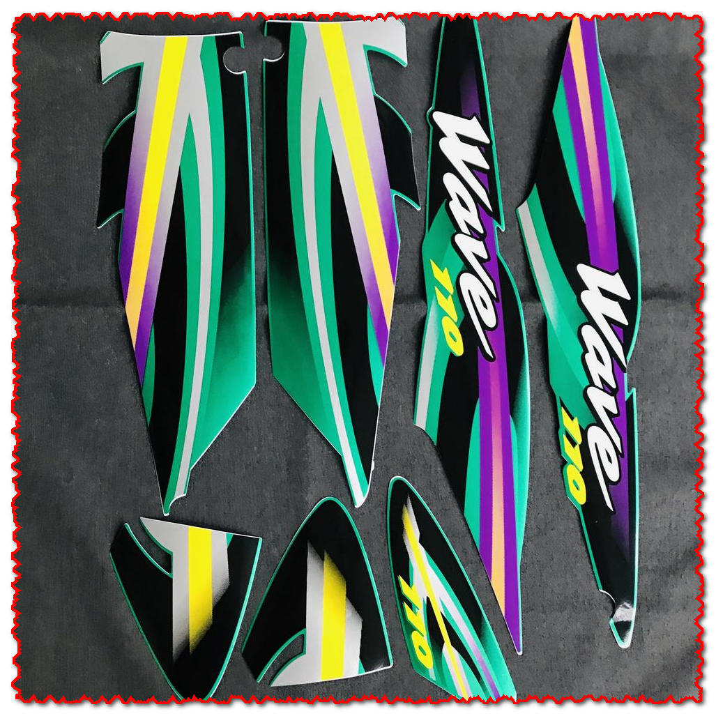 BỘ TEM DÁN XE MÁY HONDA WAVE NHỎ XƯƠNG CÁ ĐỜI 2000 MÀU XANH NHỚT