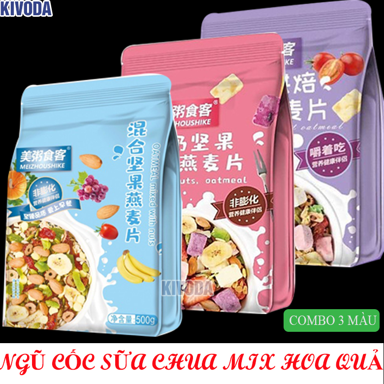 [HCM][COMBO 3GÓI] Ngũ Cốc Sữa Chua Hoa Quả Trái Cây Hạt Sấy Khô Oatmeal Yến Mạch Meizhoushike - Ngũ Cốc Ăn Kiêng Giảm Cân Tăng Cân Dinh Dưỡng - Đồ Ăn Nội Địa Trung Quốc - Ngũ Cốc Trái Cây Mix Hạt Ăn Liền-KIVODA