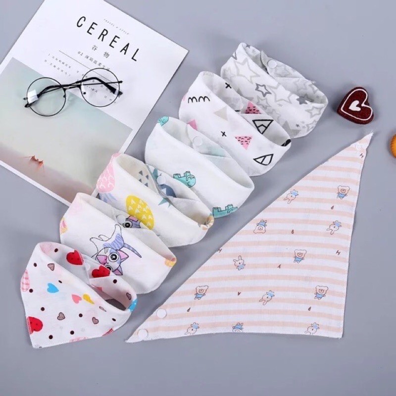 Set 10 yếm xô 2 nấc cúc bấm cho bé
