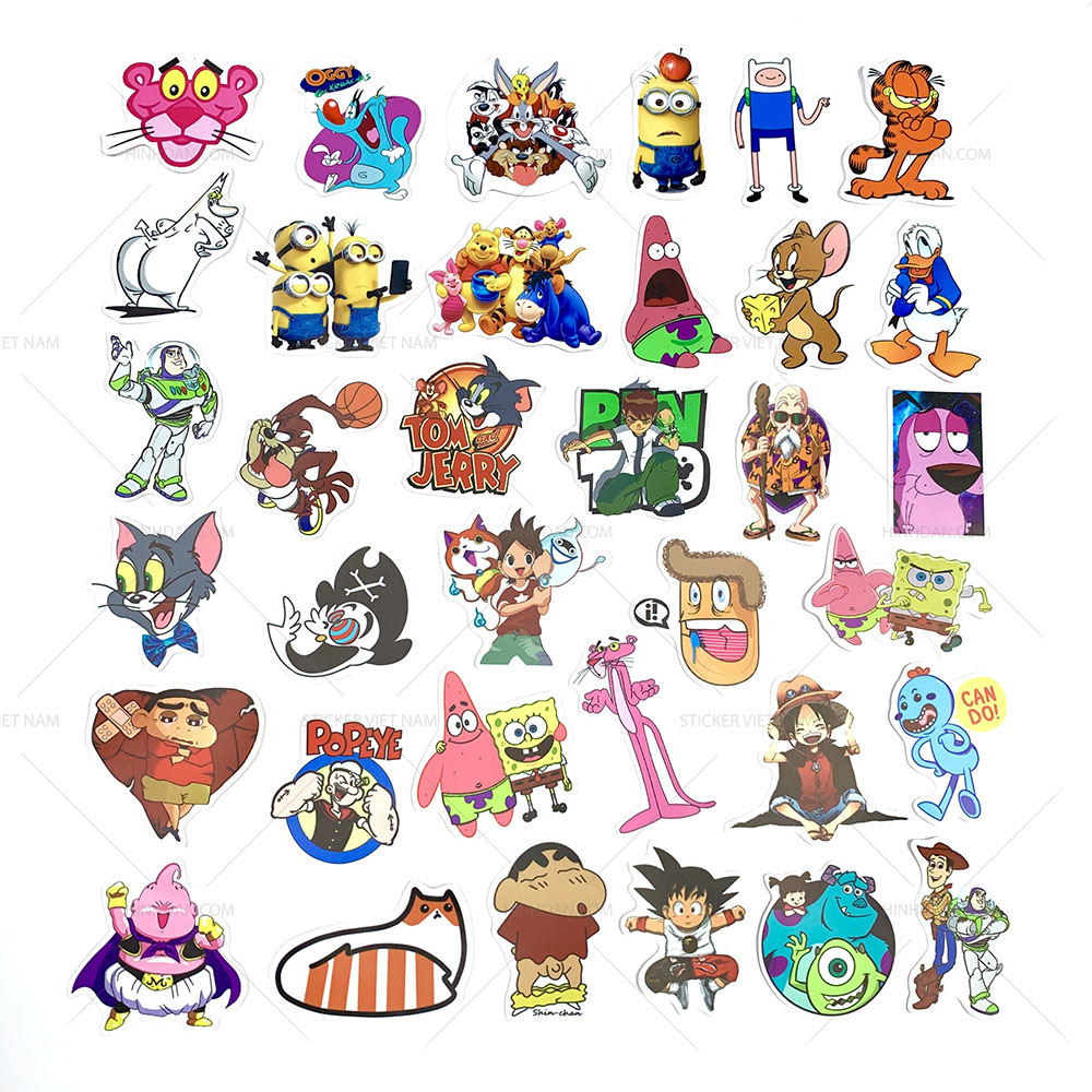 Hoạt hình Sticker Cartoon - Chất Liệu PVC Chống Nước Dán Trang Trí - Sticker Việt Nam