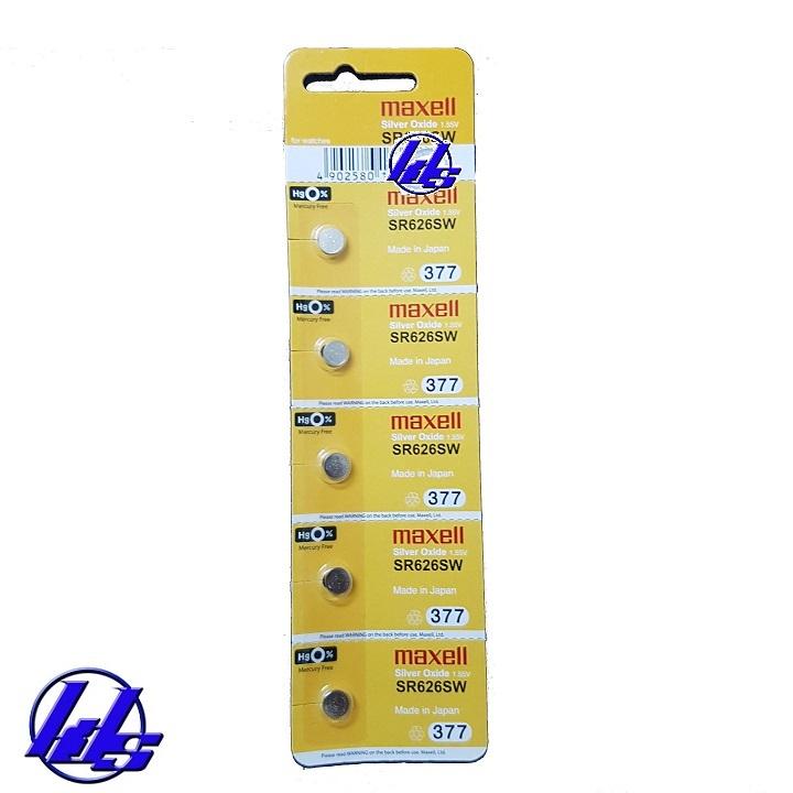Pin đồng hồ maxell sr626sw/377 silver oxide - vỉ 5 viên