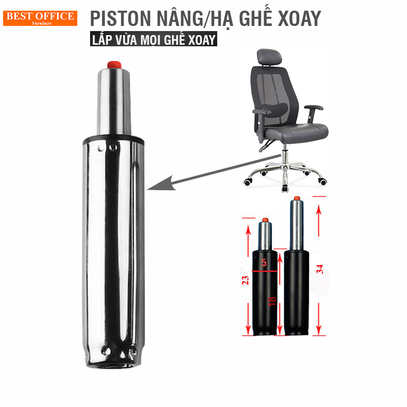 Ben hơi ghế xoay đường kính 5cm, piston ghế xoay lắp được cho tất cả ghế xoay - Ghế giám đốc, ghế trưởng phòng, ghế nhân viên, ghế học sinh - Giúp thay đổi độ