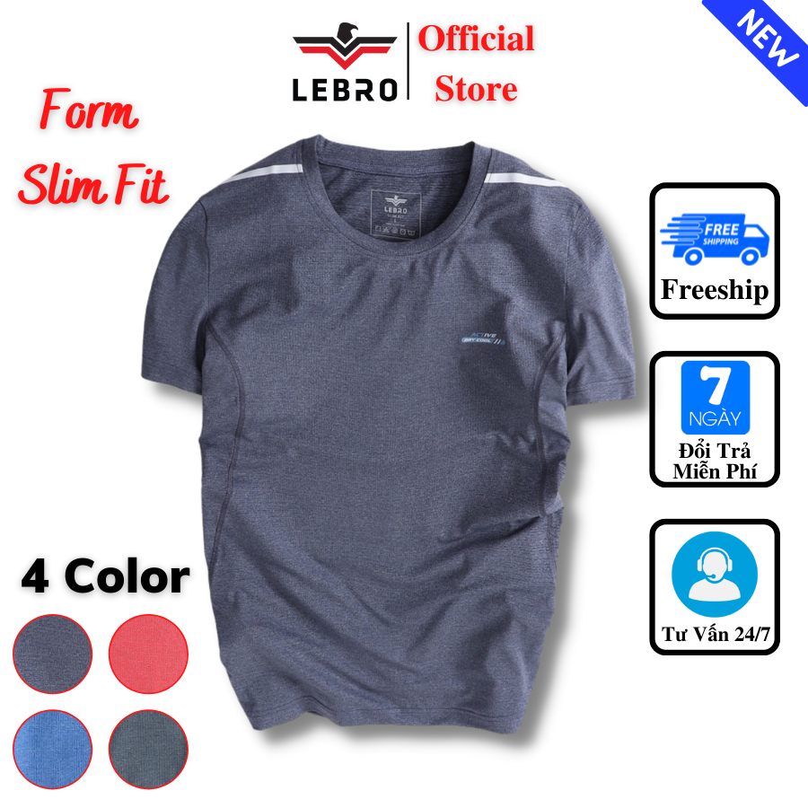 Áo Phông Nam LEBRO Cao Cấp Chính Hãng Thun Lạnh AirCool Form Slimfit Thể Thao Co Giãn Tốt, Bền Màu Không Nhăn, Thấm Hút Cực Nhanh, Chất Vải Mát Vận Động Thoải Mái, Thiết Kế Phong Cách, Lịch Lãm Phù Hợp Mọi Lứa Tuổi