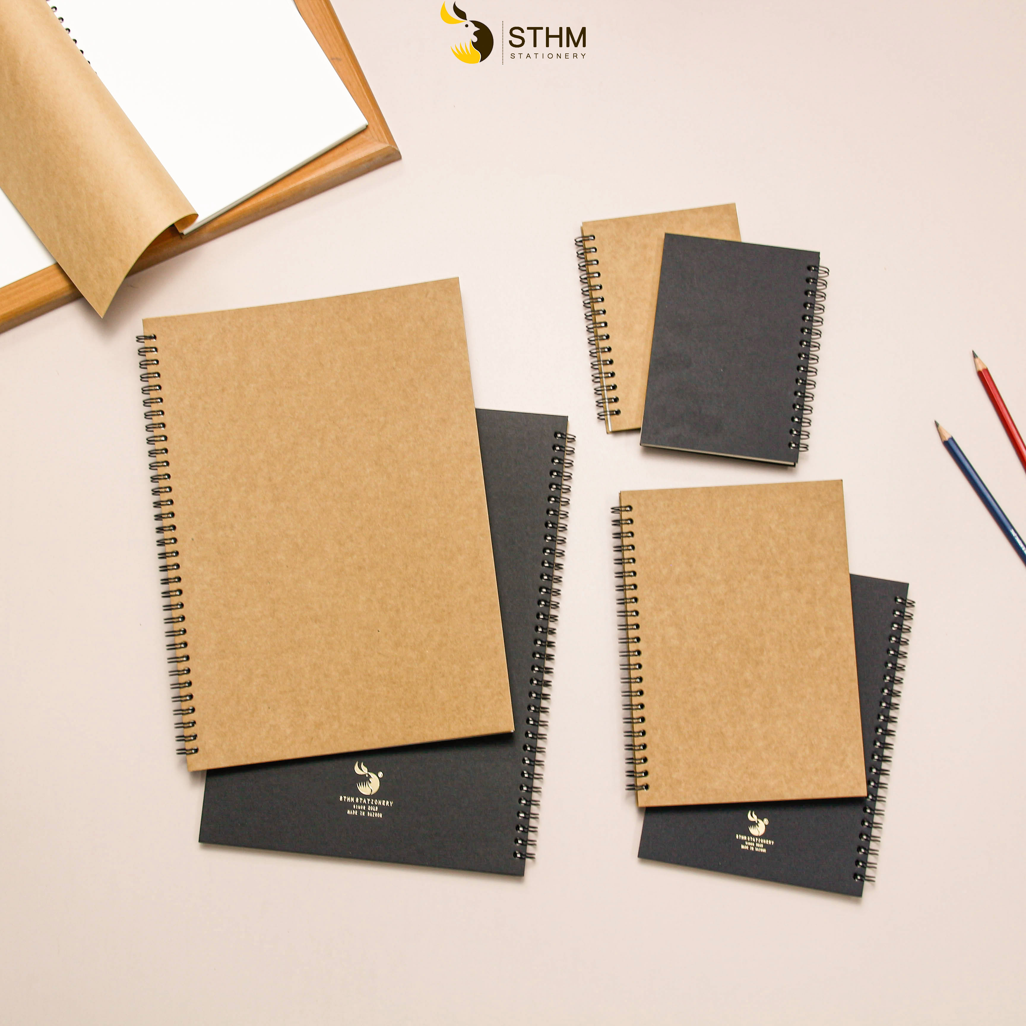 Sổ tay vẽ chì - Sketchbook - Giấy kem trơn 130gsm - STHM stationery