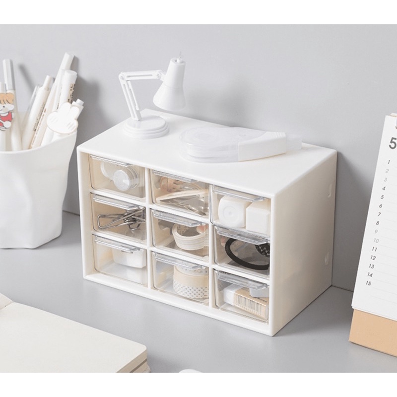 Kệ organizer 9 ngăn mini decor bàn học trắng | hộp lưu trữ washi tape / stickers