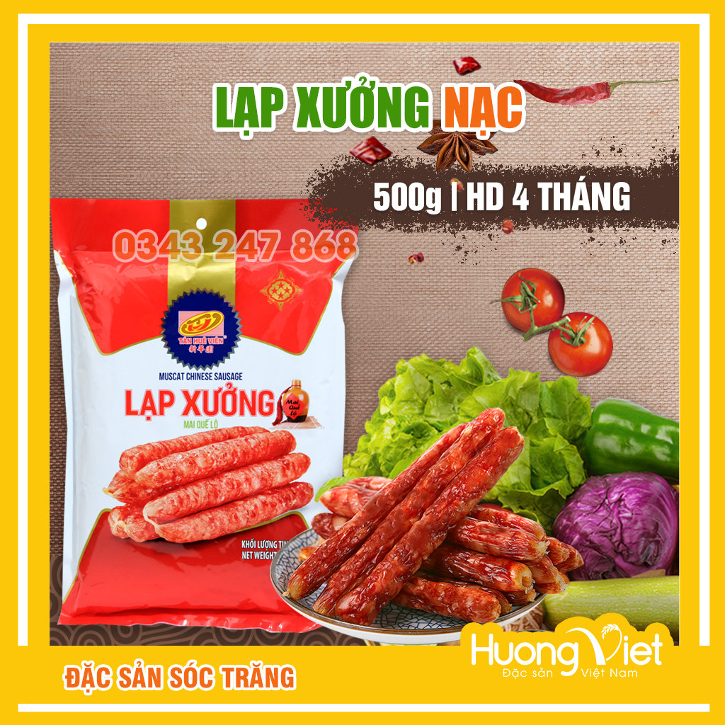 Lạp xưởng nạc Mai Quế Lộ Tân Huê Viên 500g lạp xưởng Sóc Trăng chính hãng Lạp xưởng Tân Huê Viên lạp xưởng heo lạp xưởng tết 2023