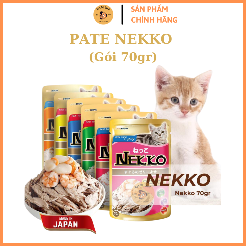 Pate Nekko cho mèo mọi lứa tuổi, Pate nekko 70gr , Pate Nekko Jelly/Gravy