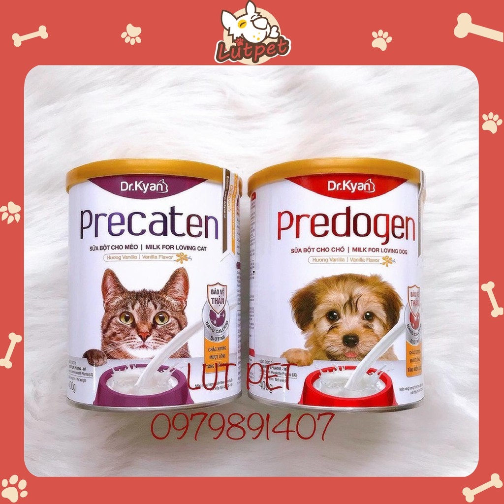 Sữa bột chó mèo Dr.kyan bổ sung khoáng vitamin canxi dinh dưỡng precaten predogen hộp 400gr