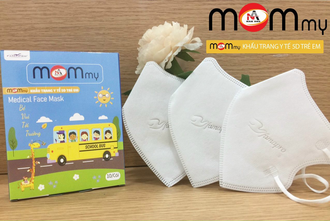 Khẩu trang cho bé em bé, Famapro 5D kids 3 lớp kháng khuẩn, Nam Anh