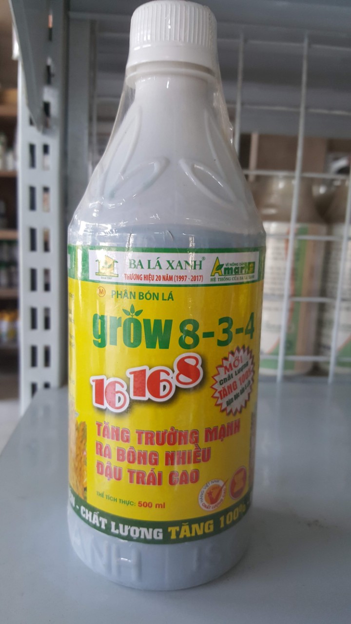 Phân bón lá GROW đậm đặc 16-16-8 BA LÁ XANH  - Chai 500ml