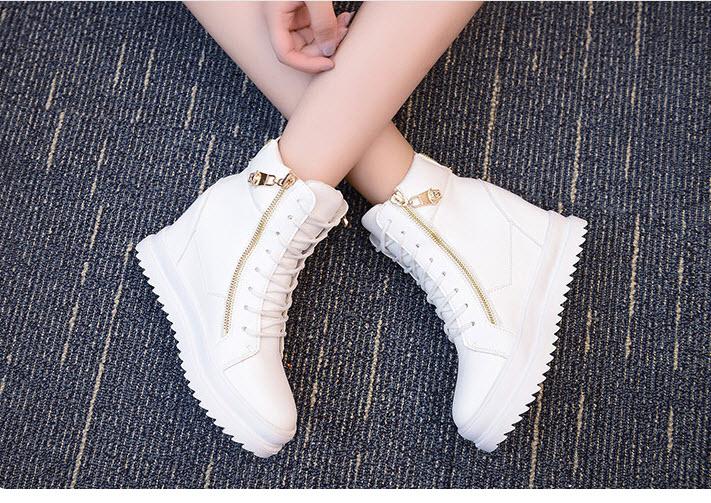 Giày boot nữ cao cổ đế độn phong cách Hàn Quốc B042