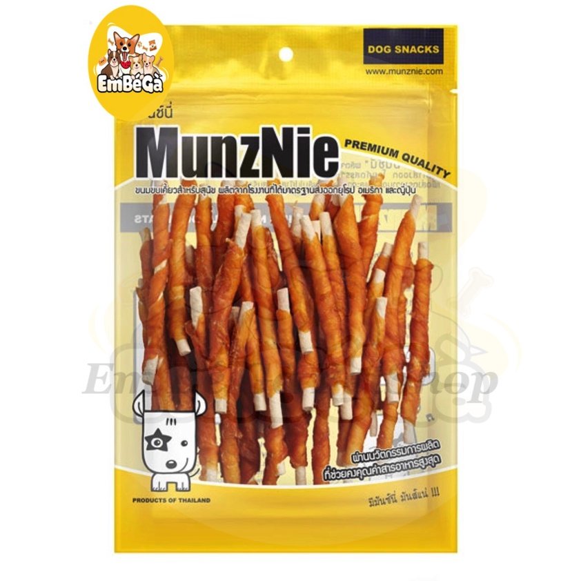 Munznie xương gặm que sữa dẻo cuộn gà cho chó thái lan gói 400gram