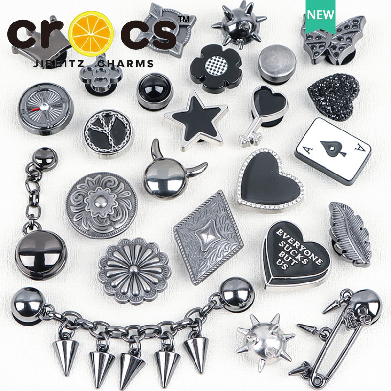  Kim Loại jibbitz crocs charms Khóa Giày Kim Loại Phong Cách Punk Khóa Giày Thời Trang Phụ Kiện Giày 