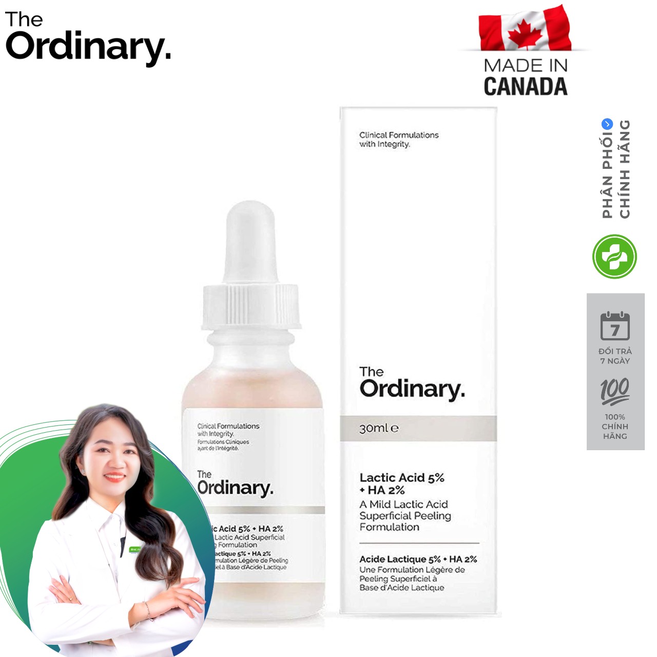 The ordinary chính hãng - tinh chất dưỡng da the ordinary lactic acid 5% + ha 30ml