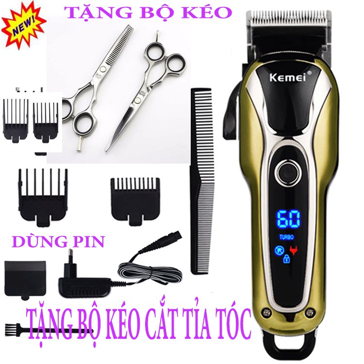 [GIẢM SỐC] Tông Đơ Cắt Tóc Không Dây Kemei + Tặng Kèm Bộ Kéo Cắt Tỉa Tóc Cho Trẻ Em,Người Lớn Và Thú Cưng Tại Nhà,Tông Đơ,Tăng Đơ Cắt Tóc,Hớt Tóc Không Dây Cao Cấp,Màn Lcd,Tong Do Cat Toc,Bh 12