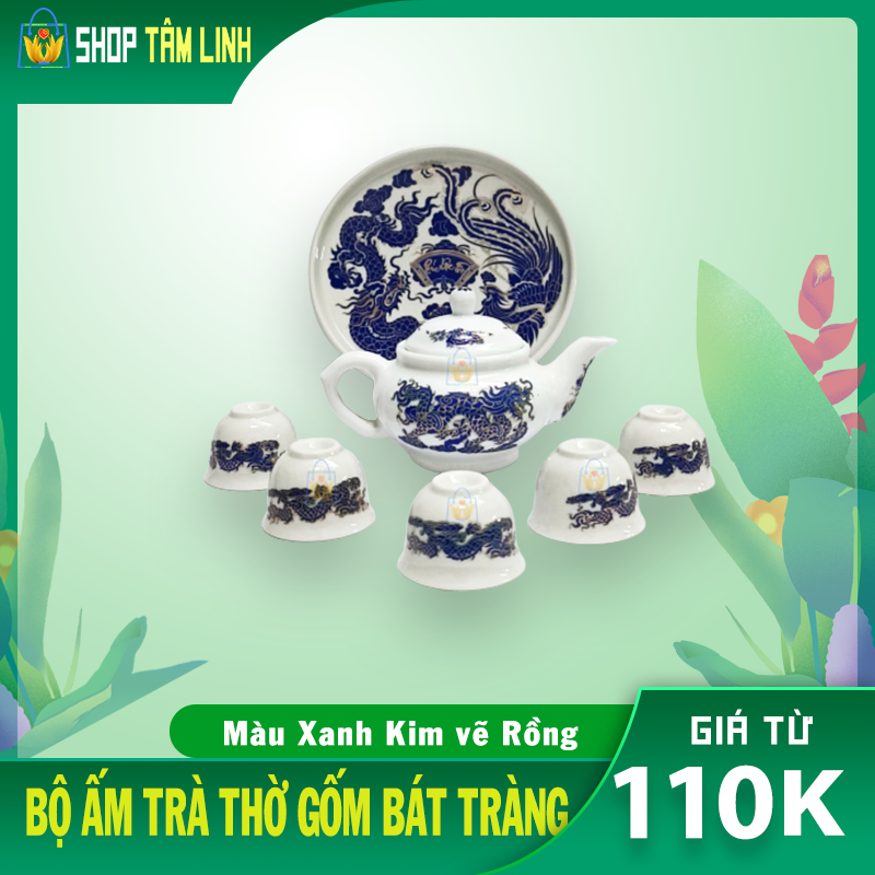 Bộ ấm trà thờ cúng mini đồ thờ cúng gốm sứ Bát Tràng - Shoptamlinh