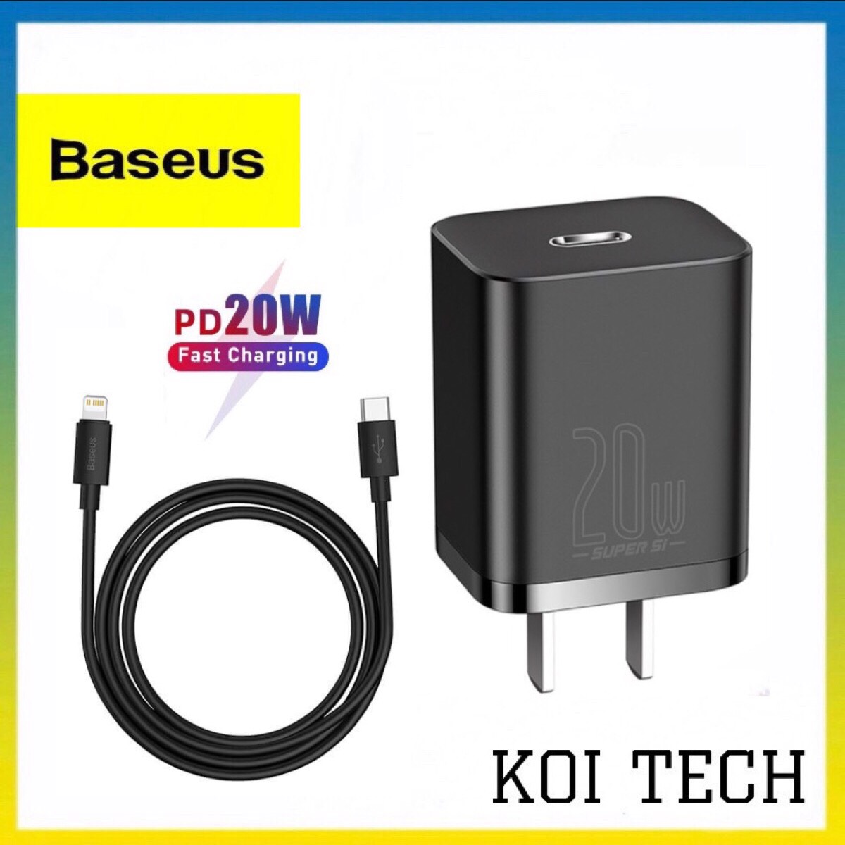 Bộ sạc nhanh iphone Baseus PD 20W - Bộ cốc sạc kèm dây sạc type c to lightning pd20w cho ios 14 15 ...  - KOI TECH