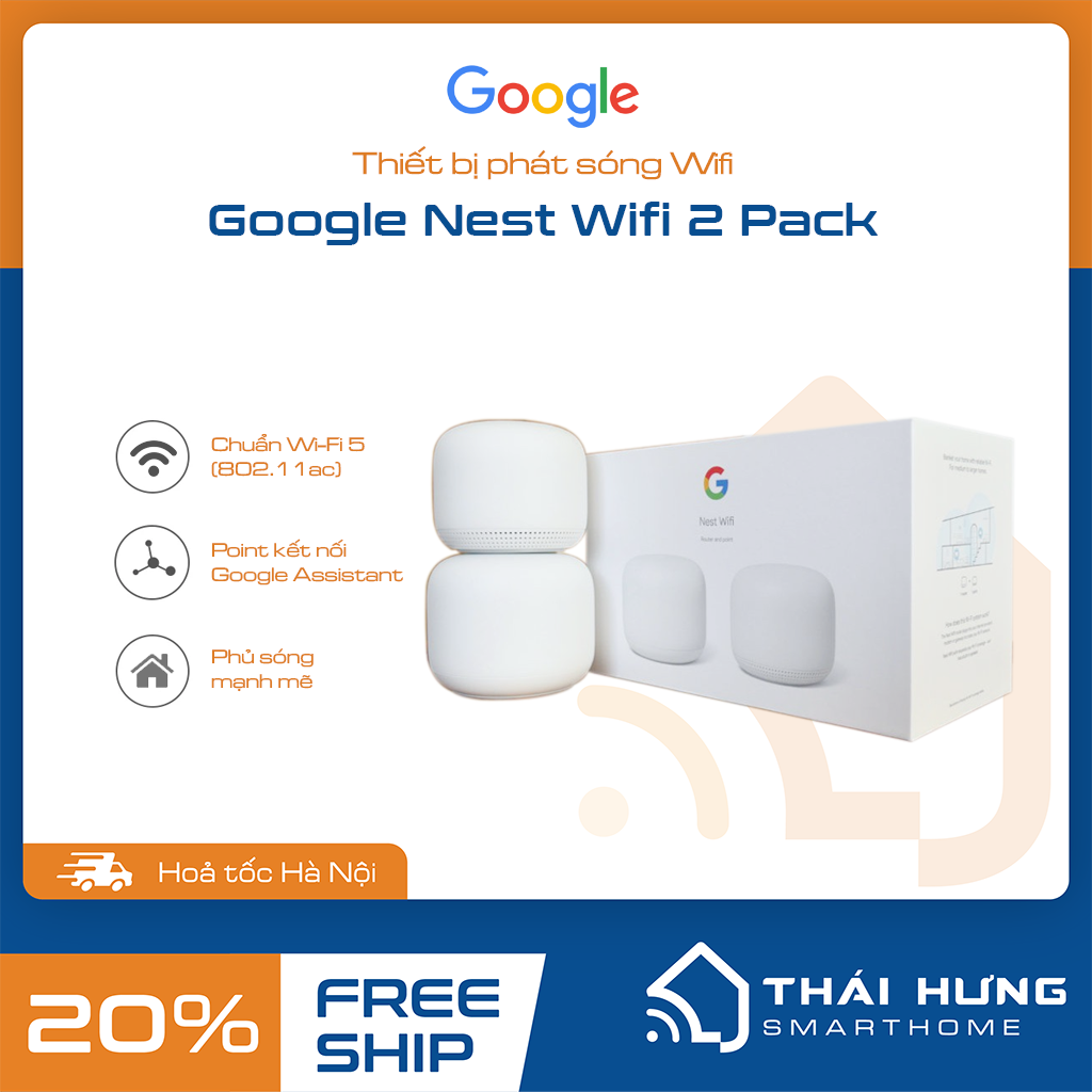 [Trả góp 0%]Bộ phát wifi google nest wifi router + 2 point
