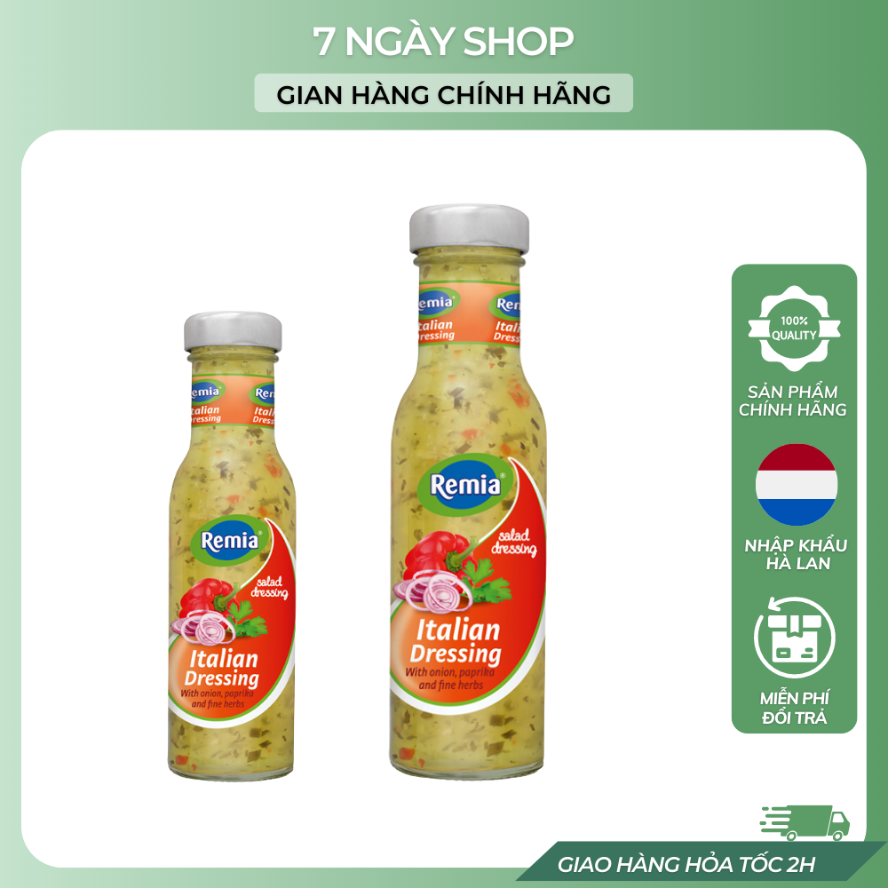 Sốt Salad Eat Clean Remia Salad Italian Dressing 7NgayShop 250ml Nhập Khẩu Hà Lan Date 2024, Sốt Salad Gia Vị Mềm Ý