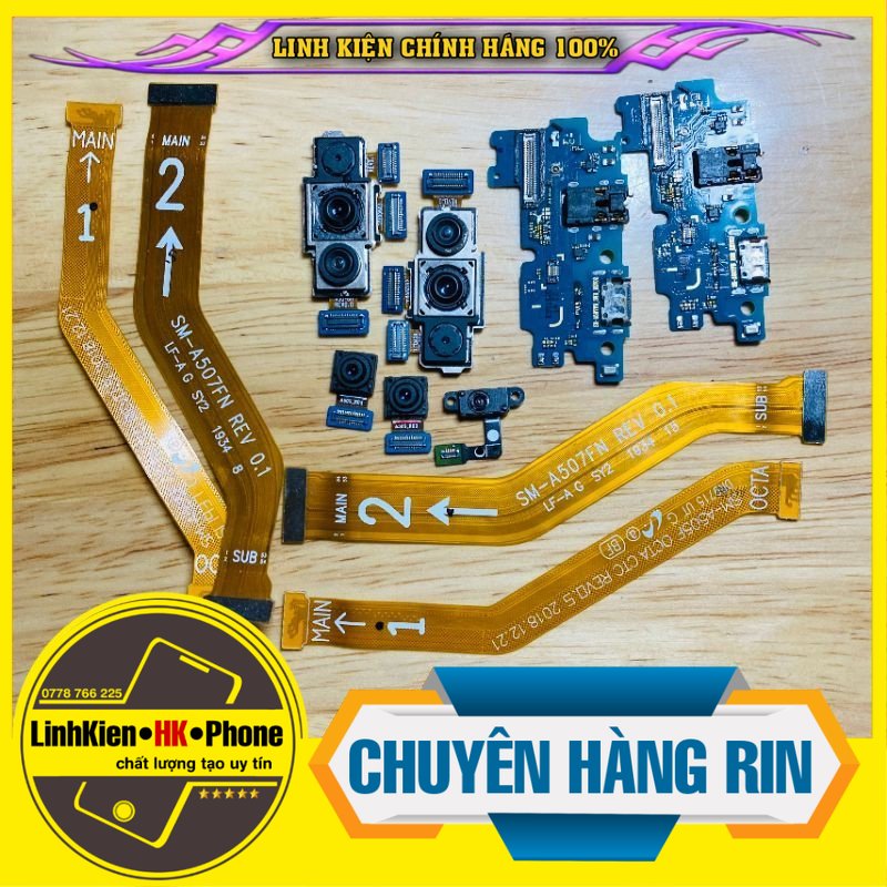 Linh Kiện Samsung A50s Camera trước + sau,main sạc,cáp nối main sạc,cáp nối màn hình,vân tay Rin Bóc Máy